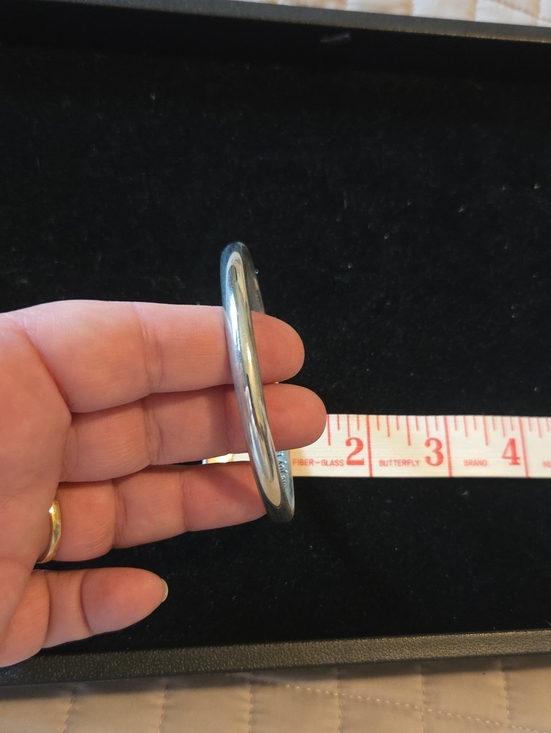 Jewelry - Classic Silver Tone Metal Bangle Bracelet With Inscription